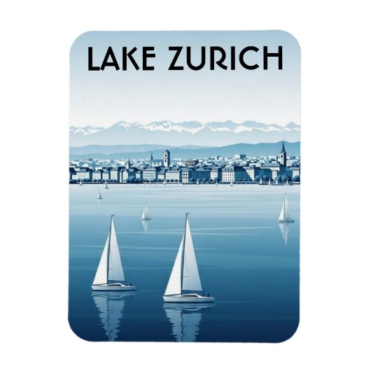 Lake Zurich Switzerland Travel Magnet (Vertikal)
