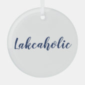 lakeaholisch | White Glass Ornament Lake House Aus Glas (Vorderseite)