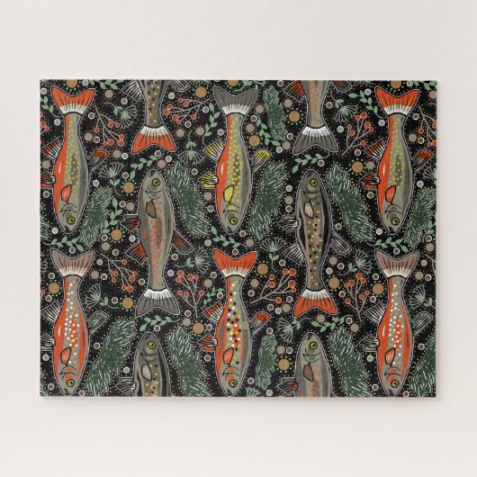 Lakehouse Vacation Fun Freshwater Fish Stilvoll Puzzle (Horizontal)