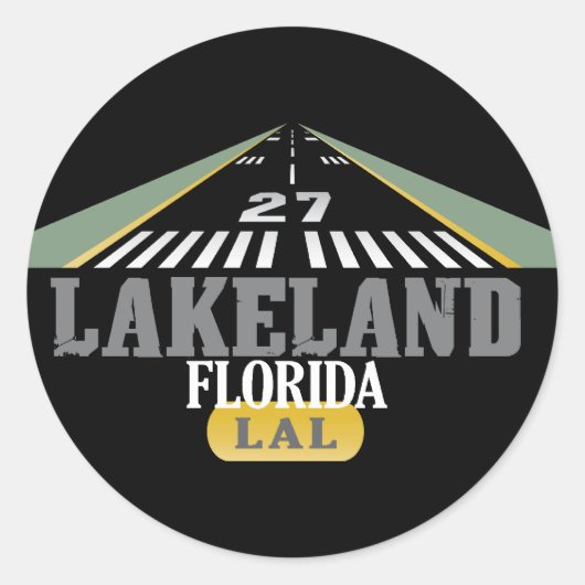 Lakeland FL - Airport Runway Runder Aufkleber (Vorderseite)