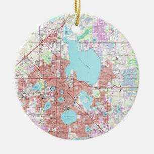 Lakeland Florida Map (1975) Keramik Ornament