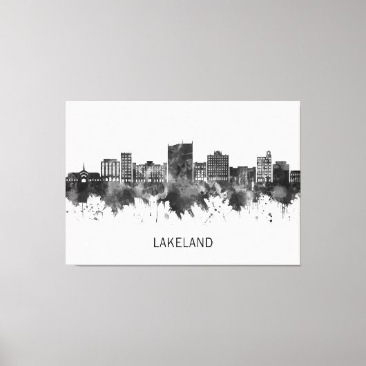Lakeland Florida Skyline BW Leinwanddruck (Vorderseite)