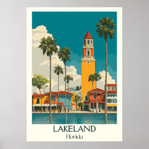Lakeland Florida Vintage Stadtarchitektur Kunst Poster