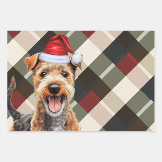 Lakeland Terrier Christmas Dog Red and Green Karie Geschenkpapier Set (Vorderseite 3)
