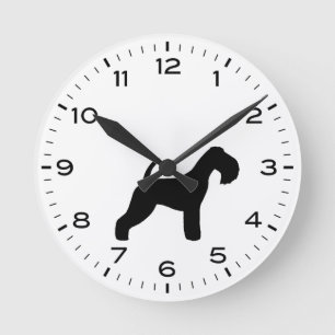 Lakeland Terrier Dog Breed Silhouette Runde Wanduhr