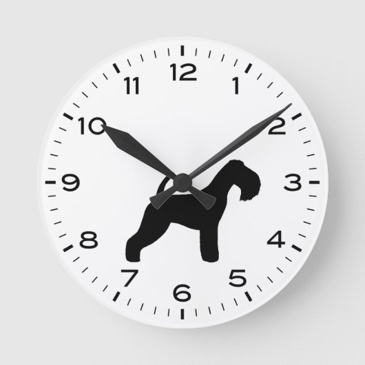 Lakeland Terrier Dog Breed Silhouette Runde Wanduhr (Vorderseite)