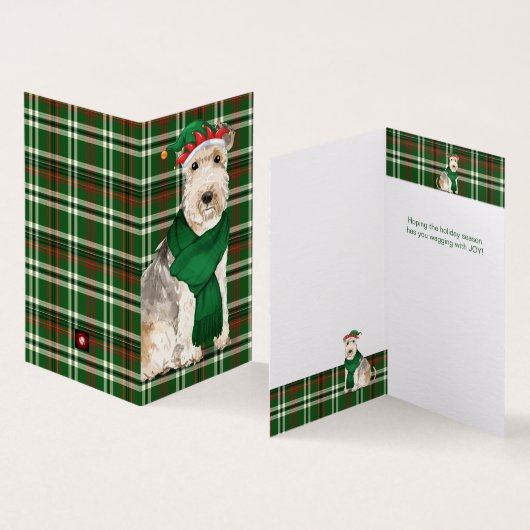 Lakeland Terrier Dog Green Kariert Holiday Cards (Innenseite und Außenseite)