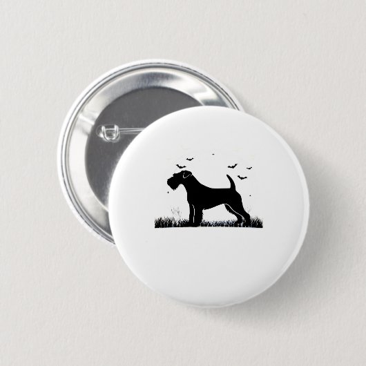 Lakeland Terrier Dog � Halloween Moon Silhouette C Button (Vorne & Hinten)