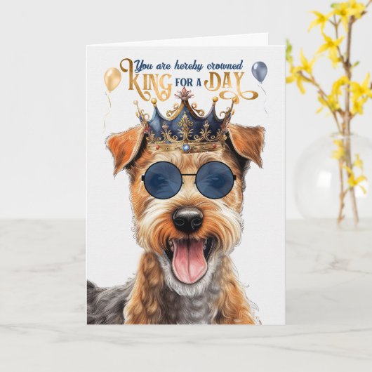 Lakeland Terrier Dog King for Day Funny Birthday Karte (Gelbe Blume)