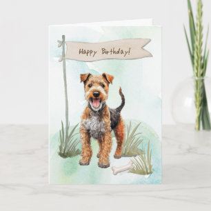 Lakeland Terrier Dog Outdoor under Birthday Sign Karte