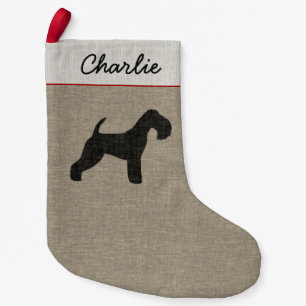 Lakeland Terrier Dog Silhouette Personalisiert Xma Kleiner Weihnachtsstrumpf