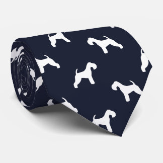 Lakeland Terrier Dog Silhouetten Midnight Blue Krawatte