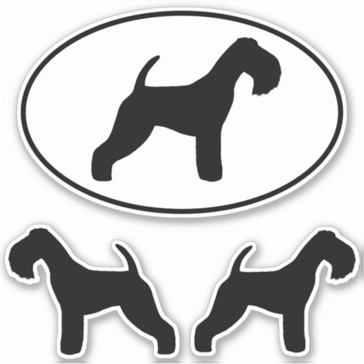 Lakeland Terrier Dog Silhouetten Vinyl Sticker Set (Vorderseite)