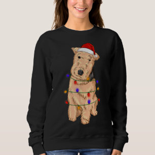 Lakeland Terrier Dog Tragen Weihnachtshut Lichter Sweatshirt