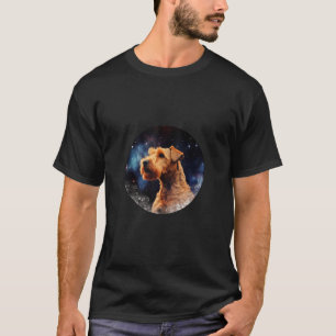 Lakeland Terrier Hund in Raumstationen und auf dem T-Shirt