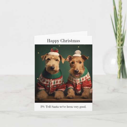 Lakeland Terrier in Christmas Jumpers Card Karte (Vorderseite)