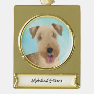 Lakeland Terrier Painting - Niedliche Original Dog Banner-Ornament Gold