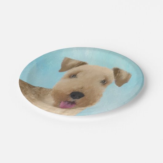 Lakeland Terrier Painting - Niedliche Original Dog Pappteller (Schrägansicht)