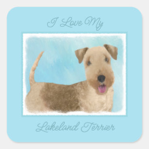 Lakeland Terrier Painting - Niedliche Original Dog Quadratischer Aufkleber