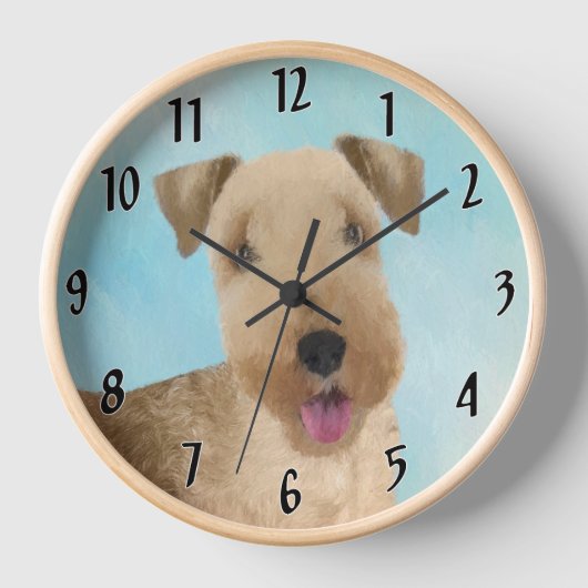 Lakeland Terrier Painting - Niedliche Original Dog Uhr (Vorderseite)