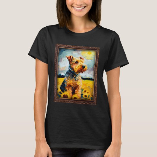 Lakeland Terrier Painting Sunflower Blume Mama Wom T-Shirt (Vorderseite)