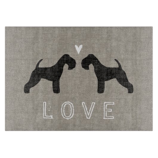 Lakeland Terrier Silhouetten Liebe Schneidebrett (Vorderseite)