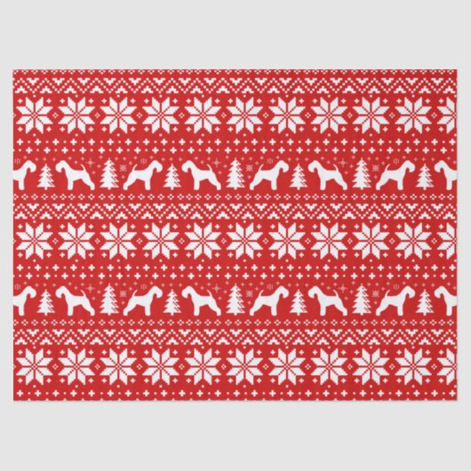 Lakeland Terrier Silhouetten Weihnachtsmuster Red Seidenpapier (Vorderseite)