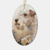 Lakeland-Terrier unter Rosen Keramikornament (Links)
