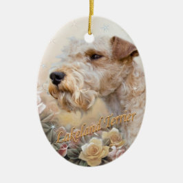 Lakeland-Terrier unter Rosen Keramikornament