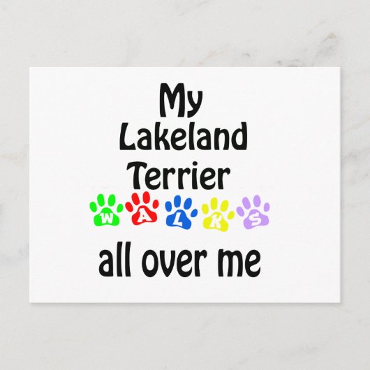 Lakeland Terrier Walks Design Postkarte (Vorderseite)