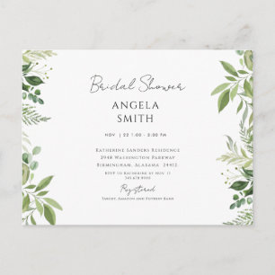 Laken & Simple Foliage White Brautparty Postkarte