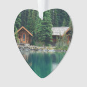 Lakeside Cabin Dating Foto Custom Ornament (Vorderseite)