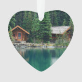 Lakeside Cabin Dating Foto Custom Ornament (Vorderseite)