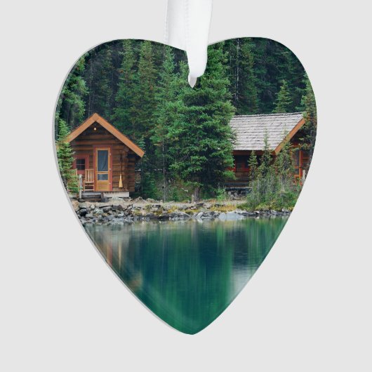 Lakeside Cabin Dating Foto Custom Ornament (Vorderseite)