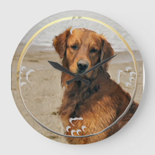 Lakeside Golden Retriever Art Gifts Große Wanduhr