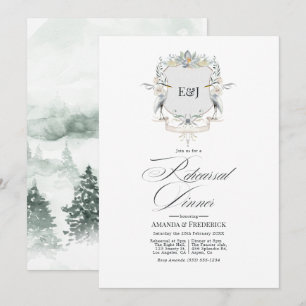 Lakeside Monogram Laurel Crest Probedinner Einladung