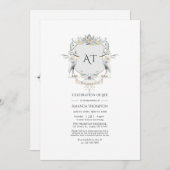 Lakeside Monogram Laurel Wappen Celebration of Lif Einladung (Vorne/Hinten)