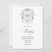 Lakeside Monogram Laurel Wappen Wedding Einladung (Vorderseite)