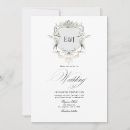 Lakeside Monogram Laurel Wappen Wedding Einladung
