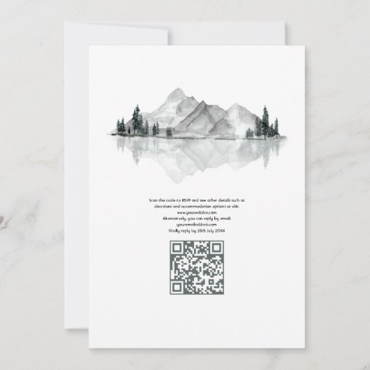 Lakeside Monogram Laurel Wappen Wedding Einladung (Rückseite)