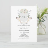 Lakeside Monogram Wappen Bridesmaids Luncheon Einladung (Stehend Vorderseite)