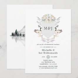 Lakeside Monogram Wappen Bridesmaids Luncheon Einladung