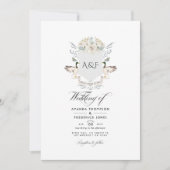 Lakeside Monogram Wappen QR Code UAWG Wedding Einladung (Vorderseite)