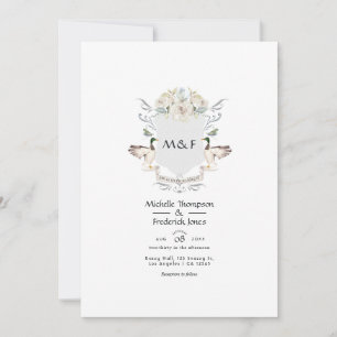 Lakeside Monogram Wappen Wedding Einladung