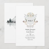 Lakeside Monogram Wappen Wedding Einladung (Vorne/Hinten)