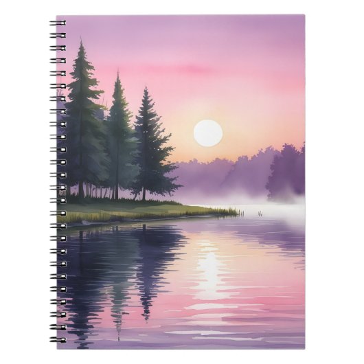 Lakeside Morning Mist Notebook Notizblock (Vorderseite)