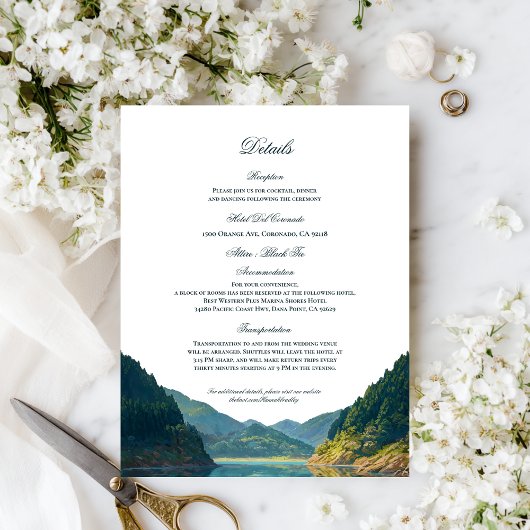 Lakeside Mountain Wedding Details Card Begleitkarte