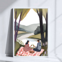 Lakeside Picnic | Natur Aquarellmalerei