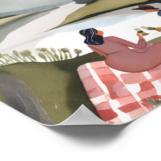 Lakeside Picnic | Natur Aquarellmalerei Poster (Ecke)