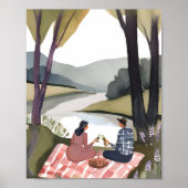 Lakeside Picnic | Natur Aquarellmalerei Poster (Vorne)